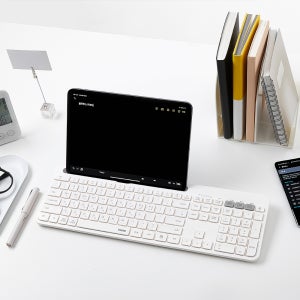 아이노트 K608RB 무선 블루투스 멀티페어링 키보드 태블릿 거치 화이트, 멤브레인