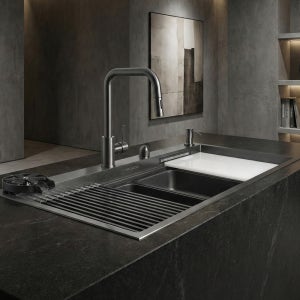 프로맘 매트 그레이 멀티 싱크볼 SMG860 실크스톤 엠보 나노 코팅 사각 씽크볼 교체