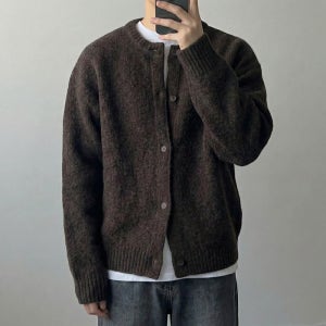 남자가디건 울 라운드 오버핏 하찌 니트