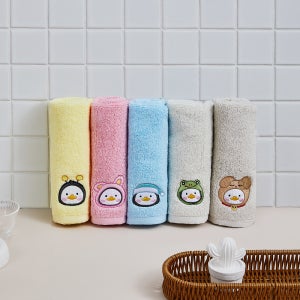 펭수 순면 고리형 핸드타월 5장 세트 어린이집 수건 50g, 5color, 5장