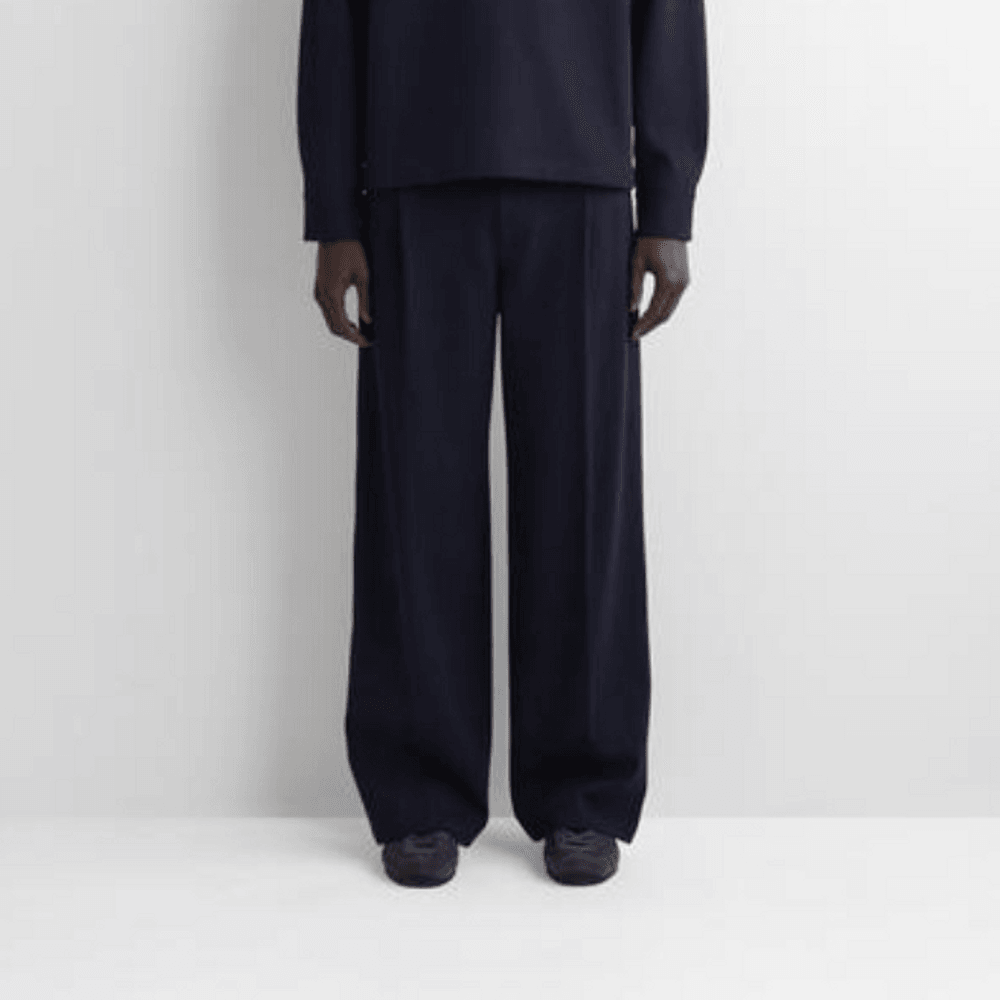COS 코스 오버사이즈 와이드 레그 저지 트라우저 OVERSIZED WIDE-LEG JERSEY TROUSERS 네이비