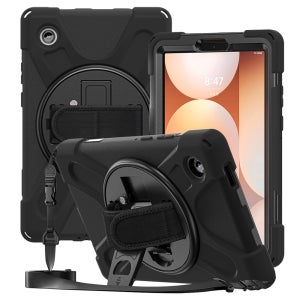 갤럭시탭 A11 케이스 범퍼 핸드 스트랩 라운드 아머 블랙, 탭 A11 8.7