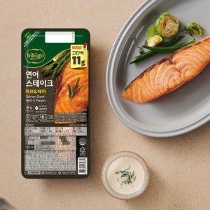 [출시 1개월, 10만개 판매] 비비고 연어 스테이크 순살 필렛 생선구이 연어구이 60g, 8개