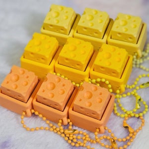 치즈 모양 키캡 클리커 키링 4color / 귀여운 키캡 클리커 키링 선물