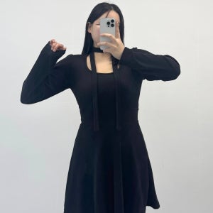 [당일출고/MADE]리리 스퀘어넥 플레어 미니 원피스 + 타이 세트