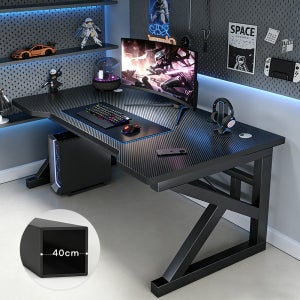 리보아 K자형 컴퓨터 게이밍 책상 테이블 1000x600mm, 블랙