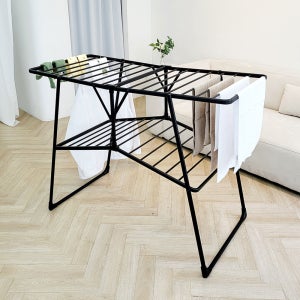 이불 빨래 걱정없는 튼튼한 빨래건조대 2단 원터치 대형, 블랙, 1개