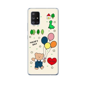 폰 케이스 투명 젤리 곰돌이 풍선 해피베어, 갤럭시A71-A퀀텀 공용