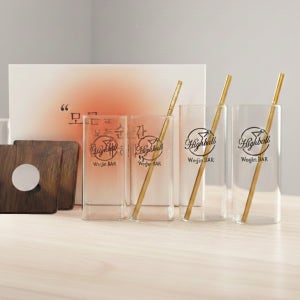 라운드 450ml 스퀘어 400ml 2+2 선물세트 칵테일 하이볼 에이드 인쇄 유리잔