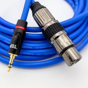 HDTOP 국산 3.5 스테레오 TO XLR 암 마이크 케이블 블루 50M HT-TP1253