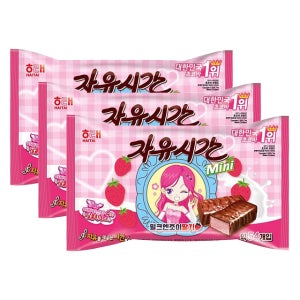 해태 자유시간 밀크엔조이 딸기 미니 405g / 3봉