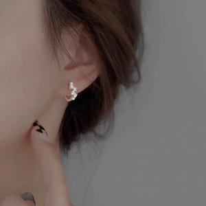 럭셔리 스톤 하프후프 귀걸이