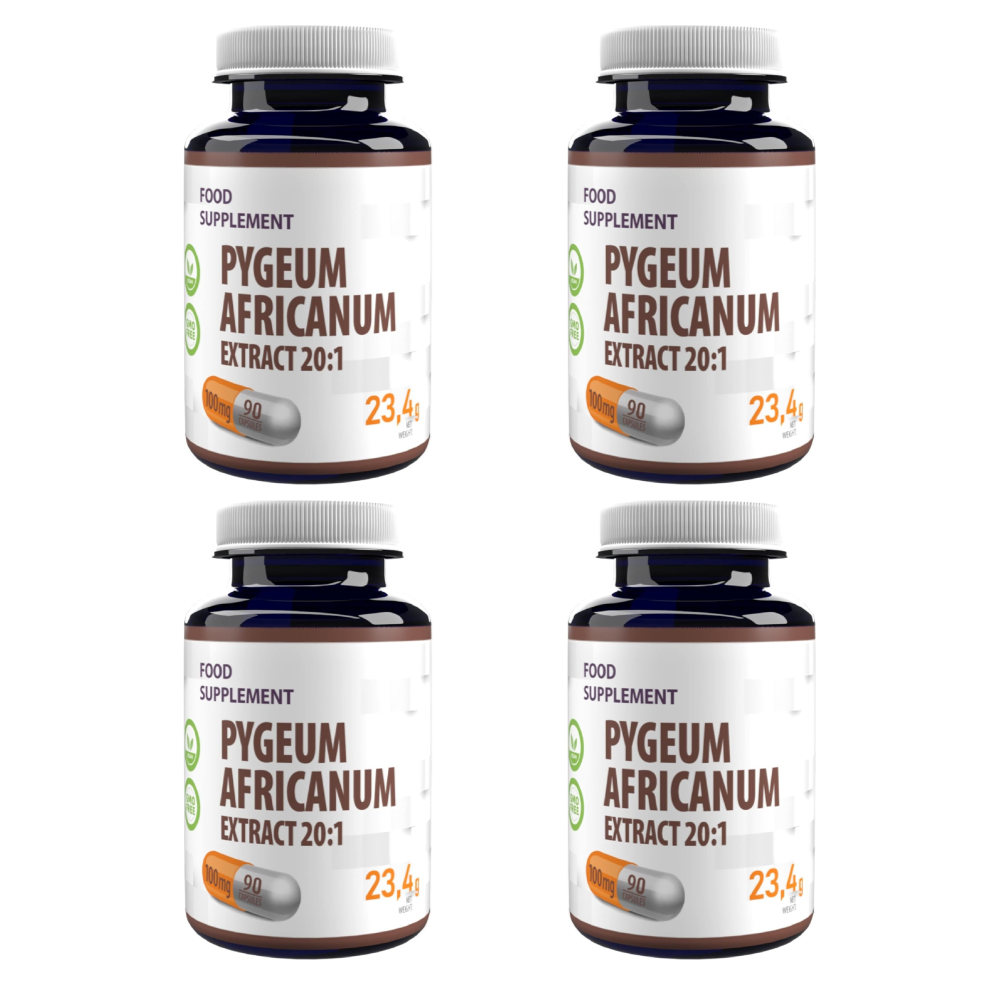 독일 Hepatica <b>피지움</b> 아프리카눔 20:1 <b>추출물</b> 100mg 영양제 90정 X 4병