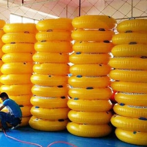 단체수영튜브 이중마개 물놀이 용품 100cm 튼튼한 노랑 계곡 장튜브 해수욕 시사용