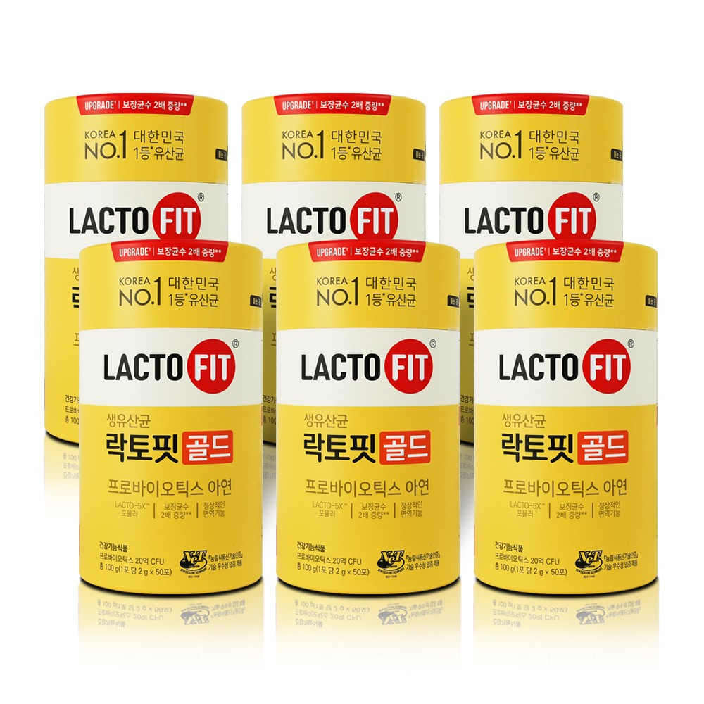 락토핏 골드 50포 6통 생유산균 리뉴얼 최신상 + 여행용미니치약 구성