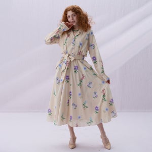 [핑크카티아조]프로방스 코튼 플라워 드레스 베이지가든 pink katiacho Dress