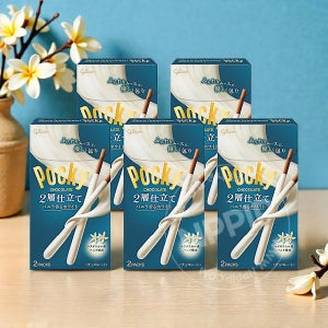 글리코 포키 빼빼로 두겹 바닐라 화이트 2봉입 일본 과자 49.4g, 5개