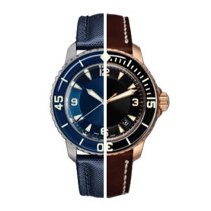 바제나리 블랑팡 Fifty Fathoms 스틸, 티타늄, 로즈골드 45mm 러버밴드 (ref.5015)