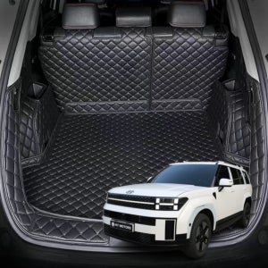 럭키카 매트 차박 방수 가죽 싼타페MX5, 7인승, 블랙