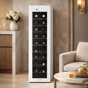 엘바 와인셀러 슬림형 18병 보관 60L 가정용 와인셀러 EW60W18 화이트