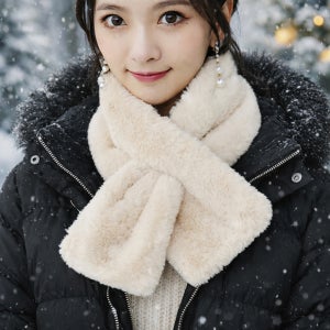 쁘띠 밍크목도리 토끼털 끼우는 짧은 페이크 퍼 머플러