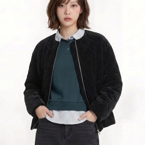 행텐 여성 라이트 웨이트 퀼팅 점퍼_블랙