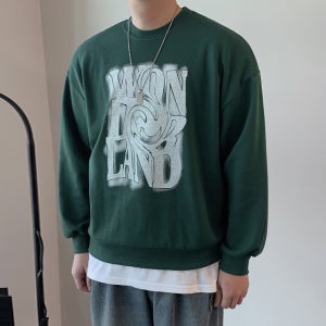 페인팅 원더 홀 프린팅 베이직 오버핏 맨투맨