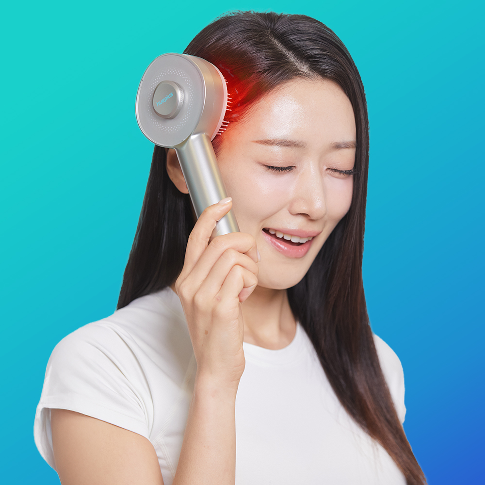 휴플러스 EMS 두피 마사지기 LED 적색광 리프팅 얼굴라인케어