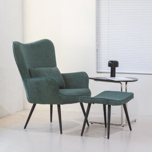 아르덴 패브릭 암체어 안락 독서 수유의자 (스툴 포함) 그린