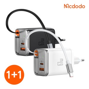 [1+1] GaN 67W C타입 케이블 일체형 초고속 2포트 멀티충전기 CH645