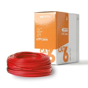 넥스트유 CAT6 UTP 랜 드럼박스 케이블 인터넷 연결 선 랜플로 C2 300m, 레드