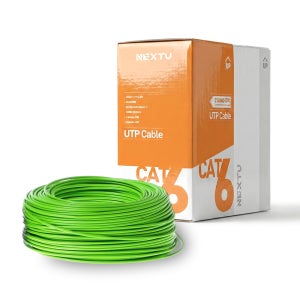넥스트유 CAT6 UTP 랜 드럼박스 케이블 인터넷 연결 선 랜플로 C2 300m, 그린