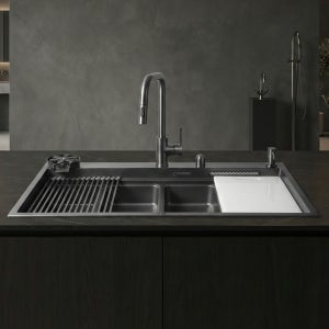 프로맘 매트 그레이 SMG860 멀티 싱크볼 실크스톤 엠보 나노 코팅 사각 씽크볼 교체