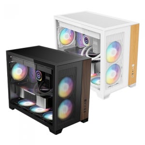 DAVEN 도파민 ARGB 미니타워 PC케이스 월넛 블랙