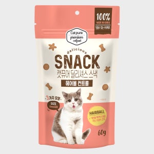 캣퓨어 고양이 이빨과자 비스켓 고양이 구강관리 치석제거 간식 헤어볼, 60g, 5개