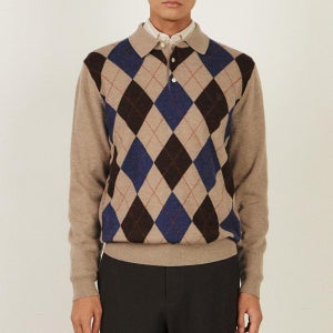 (2컬러) 울100 아가일 카라니트 DLW1SWTL102