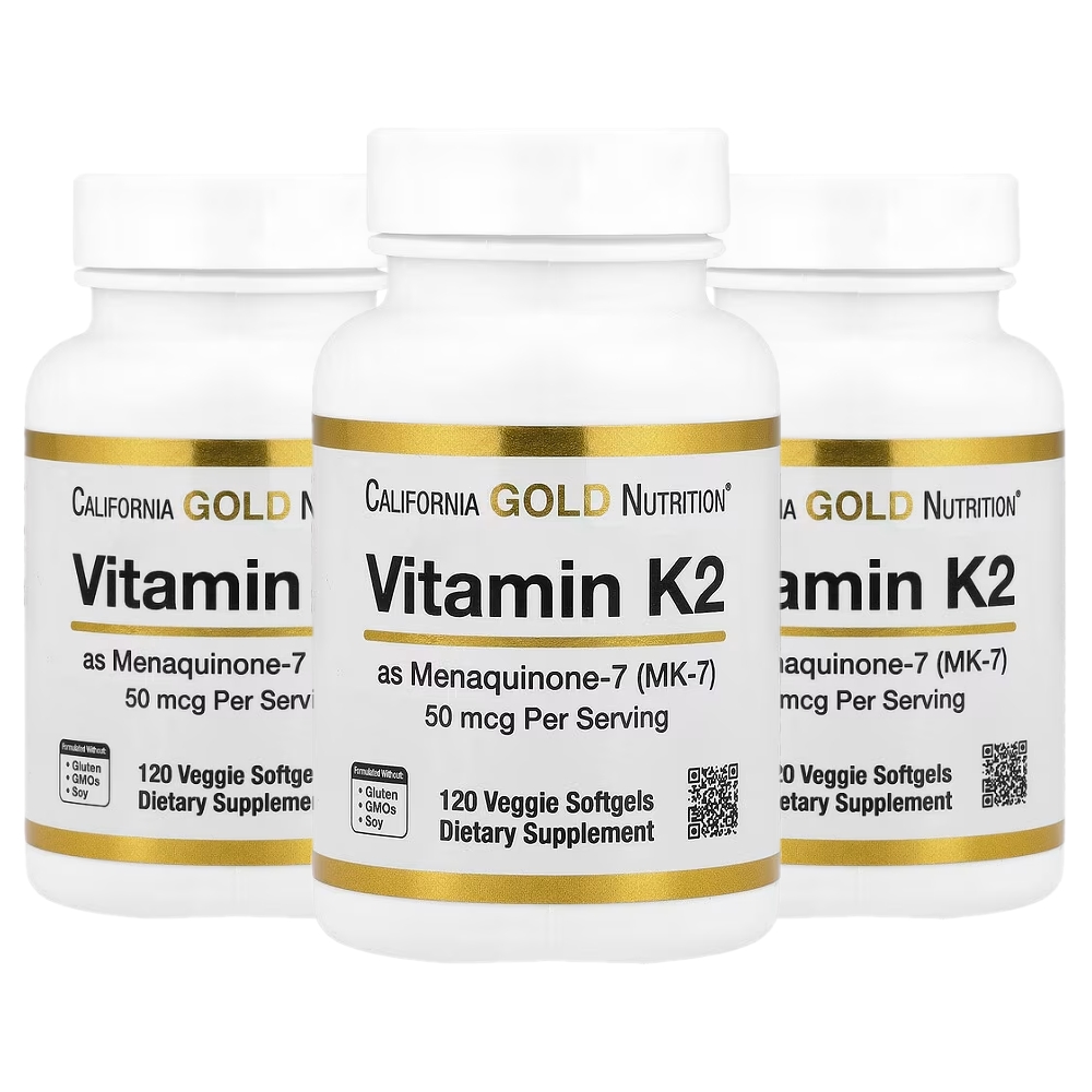 캘리포니아골드뉴트리션 <b>비타민K2 메나퀴논</b>7 50<b>mcg</b> 120 베지소프트젤 3개