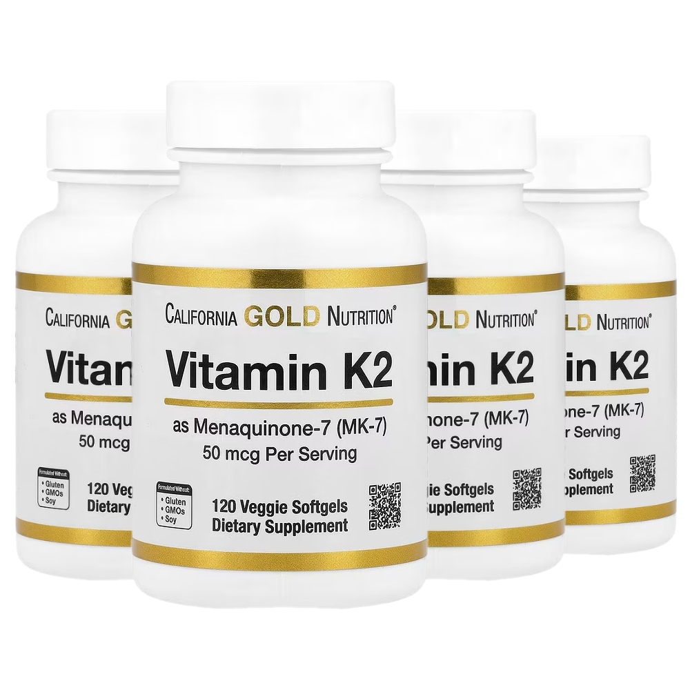 캘리포니아골드뉴트리션 <b>비타민K2 메나퀴논</b>7 50<b>mcg</b> 120 베지소프트젤 4개