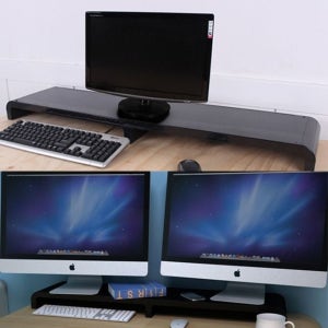 와이드 듀얼 모니터 받침대 컴퓨터 선반 다이 1000 대형 거치대 높이조절 스탠드 단