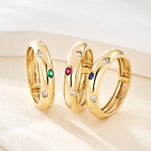 14K 18K 샤이닝 서클 버블 반지 (3type) / 에메랄드 루비 사파이어 볼드 천연석