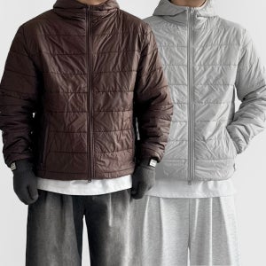 1+1 남자 후드 경량 커플 패딩 남성 겨울 웰론 점퍼