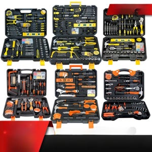 수동 하드웨어 세트 목공 전동 상자 가정용 수리 도구 선물 8종 도구 세트 주황색