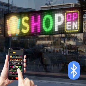 라이팅마켓 미니 LED 전광판 블루투스 플렉시블 광고판 영업중 A2 60x12cm