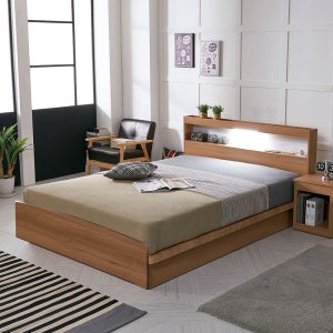 미코퍼니처 브리제 LED 헤드형 침대 프레임 Q(퀸), 오크