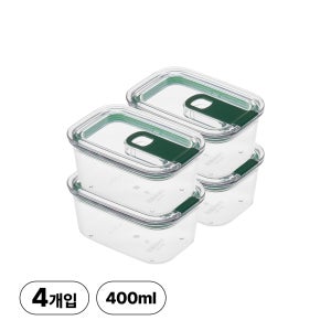 리브비 국내생산 모듈러 신소재 에코젠 반찬통 밀폐용기 400ml, 그린, 4개