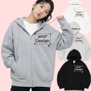 [인쇄비포함] 오버핏 특양면 투웨이 후드집업 소량 단체티 인쇄 커스텀 프린팅