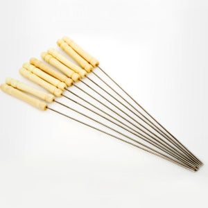 굿키친 바비큐 꼬치 10p세트 BBQ 스텐 원목 캠핑꼬치