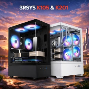 3RSYS K105 / K201 강화유리 PC케이스 RGB 튜닝케이스 블랙