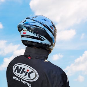NHK K5R 풀페이스헬멧 오니수케 블루파스텔 블랙글로시 오토바이헬멧 경량 더블D링