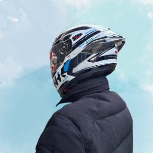 NHK K5R 풀페이스헬멧 오니수케 화이트 블랙 글로시 오토바이헬멧 경량 더블D링